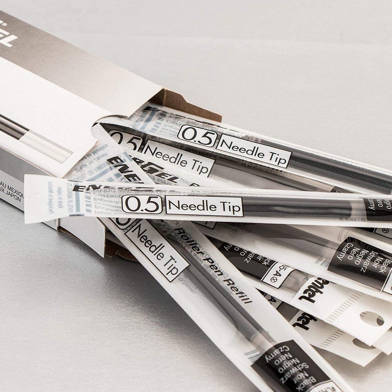 Pentel LRN5ABX Gel Pen Refills, f/EnerGel, 0.5mm, Needle Tip, 12/BX, BK Ink - Image 3